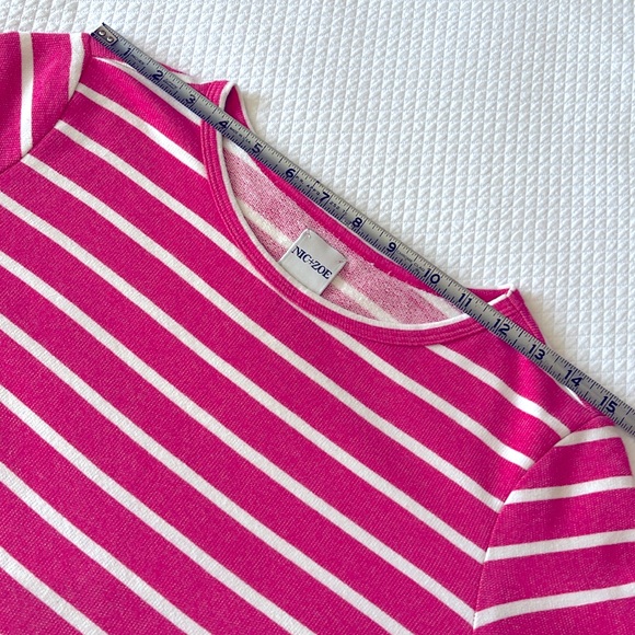 Nic+Zoe Long Sleeve Asymmetric‎ Hem Striped Pink White Size S - Picture 10 of 13